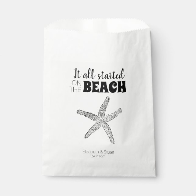Sachets En Papier Moderne Chic Starfish Beach Mariage Treat Favor Sa (Devant)