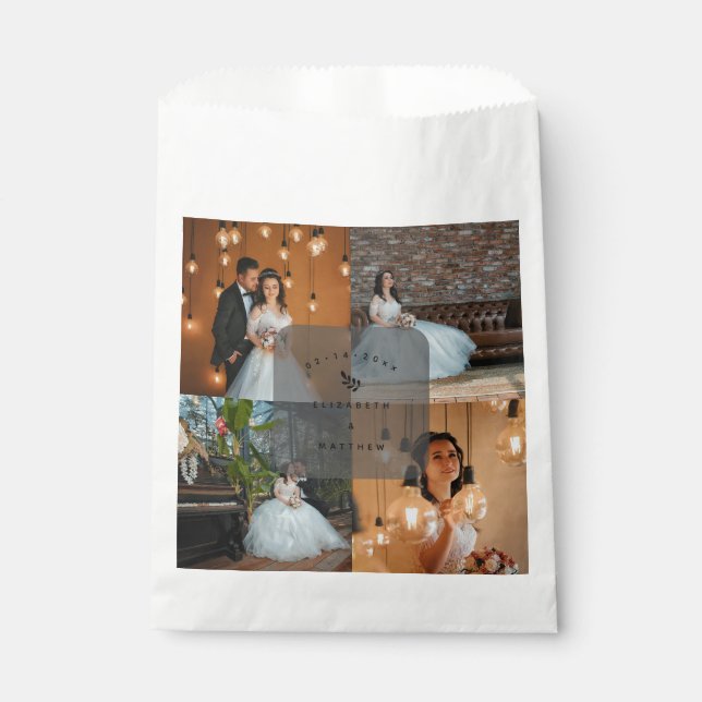 Sachets En Papier Moderne Elegant 4 Photo Collage Mariage (Devant)