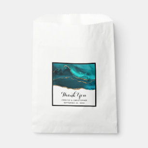 Sachets En Papier Moderne et élégant Agate sarcelle et ruban doré su