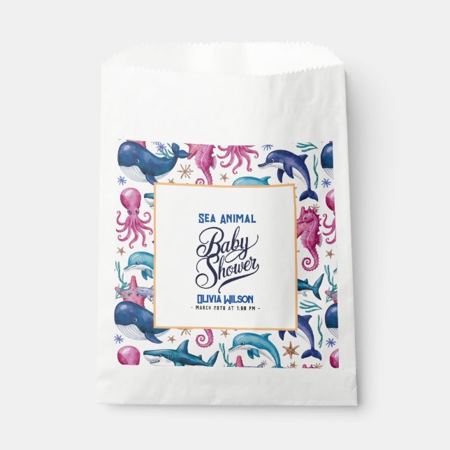 Sachets En Papier Moderne et élégant aquarelle baby shower animal ma (Devant)