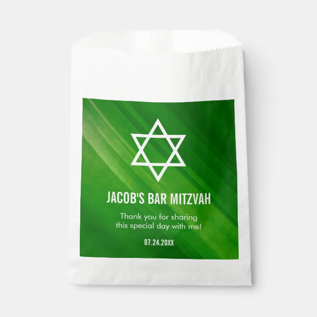 Sachets En Papier Moderne Green Grunge Bar Mitzvah Personnalisé (Devant)
