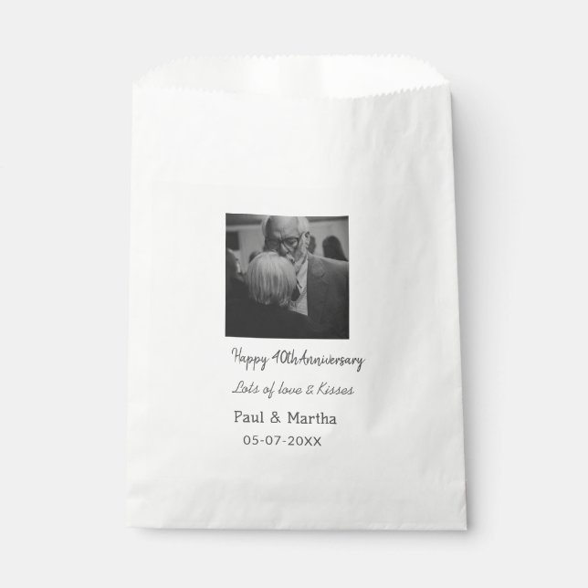 Sachets En Papier Moderne heureux 40e anniversaire ajouter nom date  (Devant)