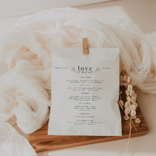 Sachets En Papier Moderne Minimaliste   Menu de Mariage Unique