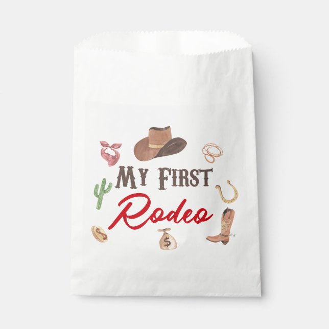 Sachets En Papier Mon premier Rodeo Cowboy 1er premier anniversaire (Devant)