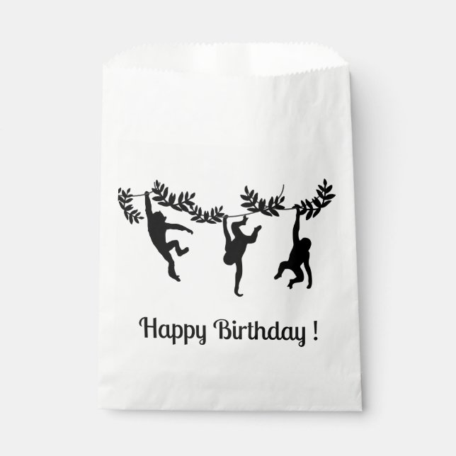 Sachets En Papier Monkey Troop Joyeux anniversaire (Devant)