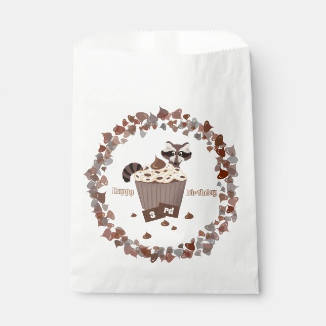 Sachets En Papier Monochrome Raccoon Chocolate Chip Anniversaire (Devant)