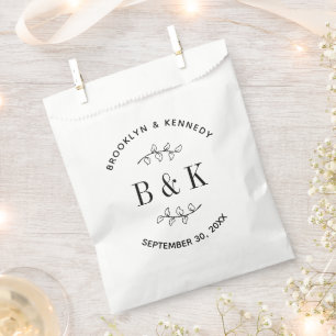 Sachets En Papier Monogramme amusant floral botanique Nom du couple 