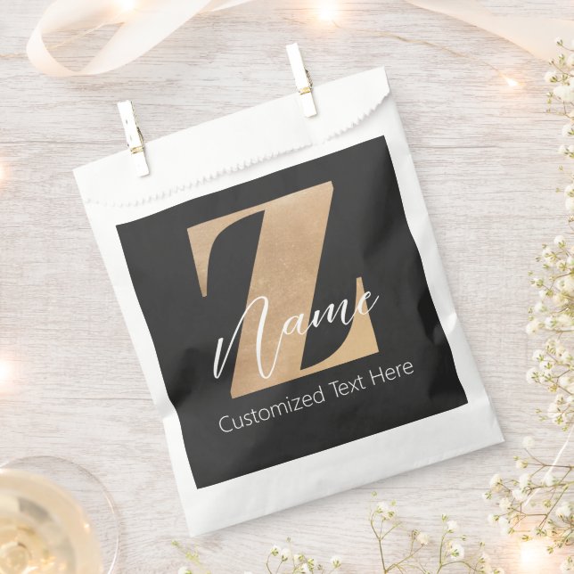 Sachets En Papier Monogramme avec initiale Z et nom personnalisé (Coupé)