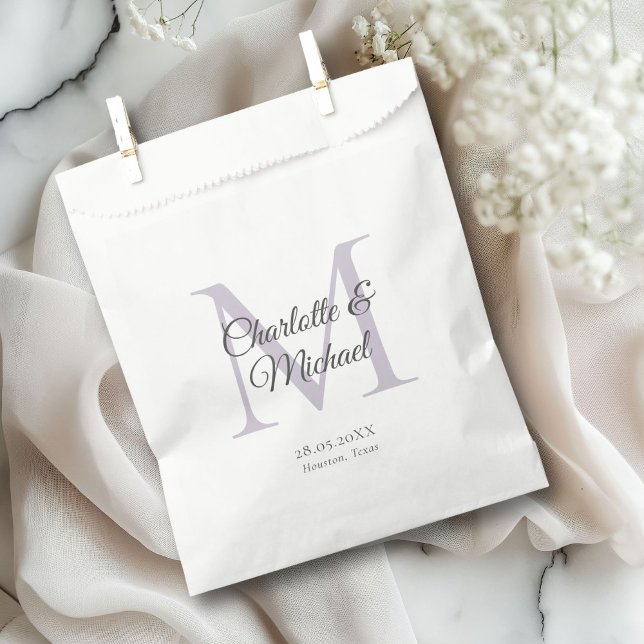 Sachets En Papier Monogramme  baisers hershey® (Monogram, Classic, Elegant, Wedding Favor Bag with your names and date.)