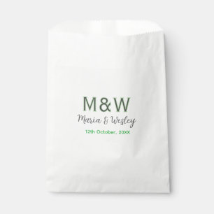 Sachets En Papier Monogramme couple gris vert moderne date romantiqu