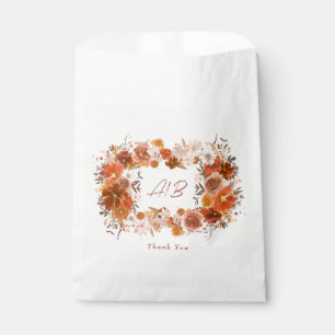 Sachets En Papier Monogramme Crème de courge Florale Mariage en terr