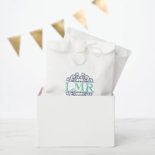Sachets En Papier Monogramme de cadre bleu marine et Vintage Emerald