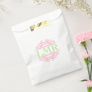 Sachets En Papier Monogramme de cadre rose et crème de chaux