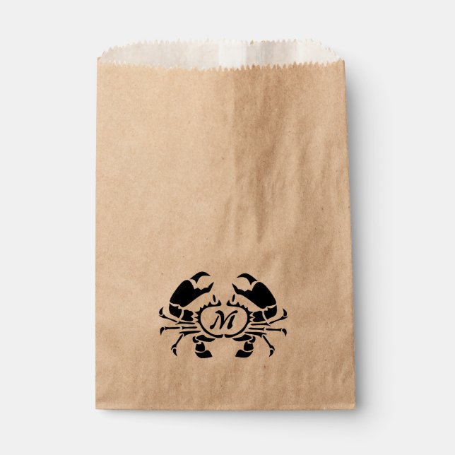 Sachets En Papier Monogramme de crabe en forme de crayon noir (Devant)