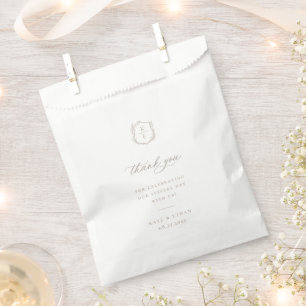 Sachets En Papier Monogramme de crête botanique Mariage Merci