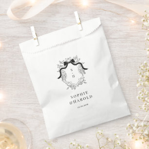 Sachets En Papier Monogramme de crête Coquette française Mariage min