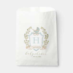 Sachets En Papier Monogramme de la crête de bébé Baby shower bleu