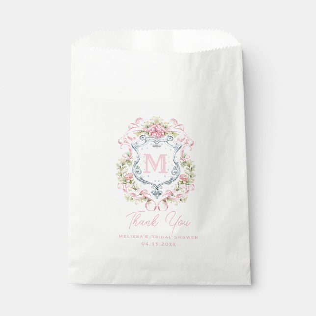 Sachets En Papier Monogramme de la crête florale du millénaire | Mar (Devant)