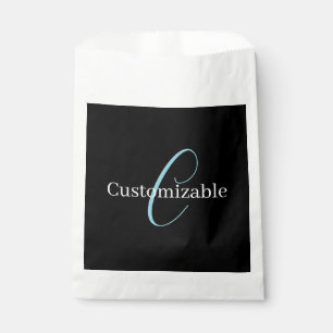 Sachets En Papier Monogramme de script cursif éditable Noir Bleu Bla