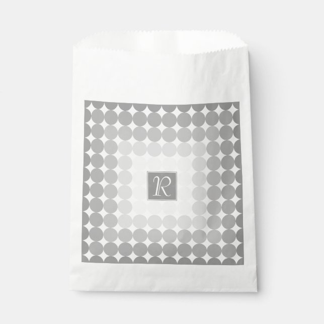 Sachets En Papier Monogramme des cercles gris modernes (Devant)