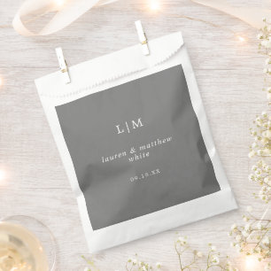 Sachets En Papier Monogramme gris foncé simple Mariage élégant