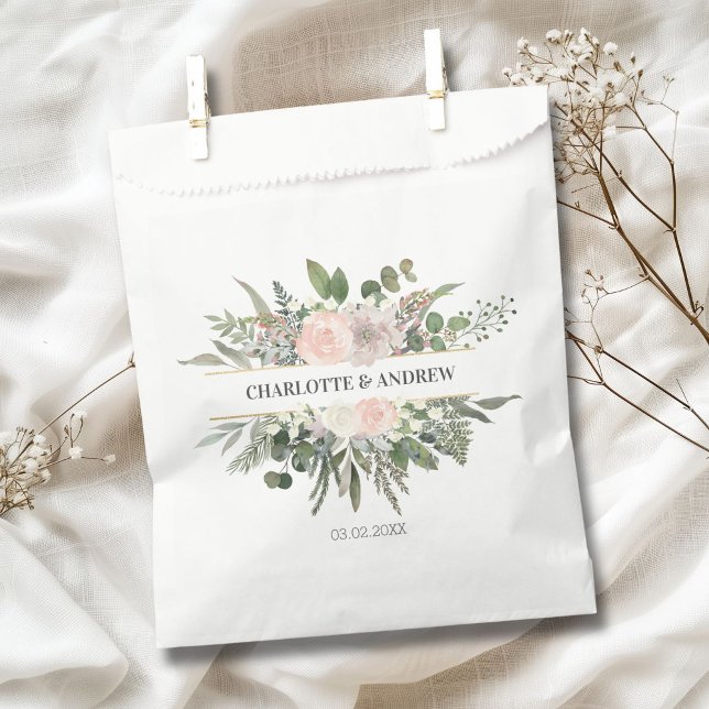 Sachets En Papier Monogramme Mariages floraux (Monogram Floral Weddings Favor Bag)