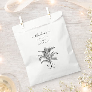 Sachets En Papier Monogramme minimaliste de palmier tropical Mariage