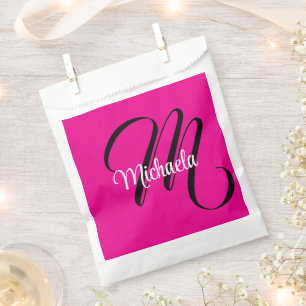 Sachets En Papier Monogramme moderne minimaliste nom initial rose ch