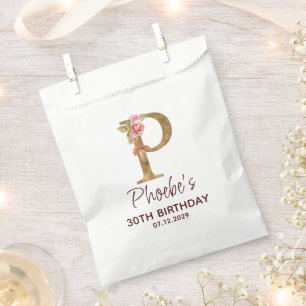 Sachets En Papier Monogramme Or Lettre P Or Rose Rose Pâle