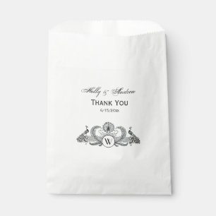 Sachets En Papier Monogramme Paons Vintage