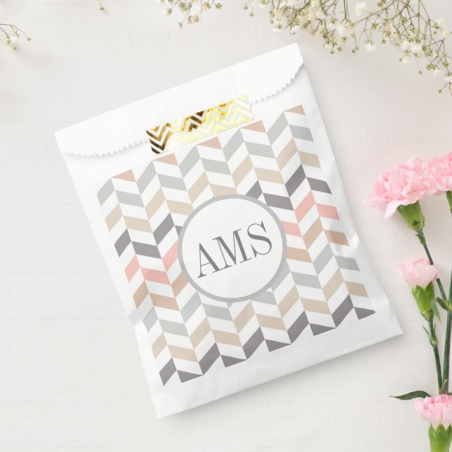 Sachets En Papier Monogramme Pastel Herringbone (Scellé)