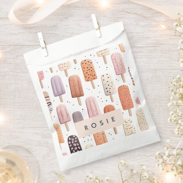 Sachets En Papier Monogramme Personnalisé Cute Popsicle Motif (Coupé)