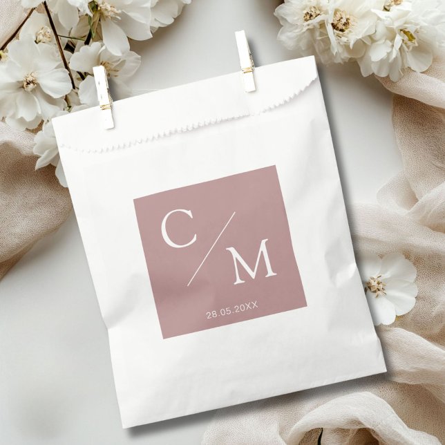 Sachets En Papier Monogramme simple et élégant Serviette serviettes (Simple and elegant monogram favor bag)
