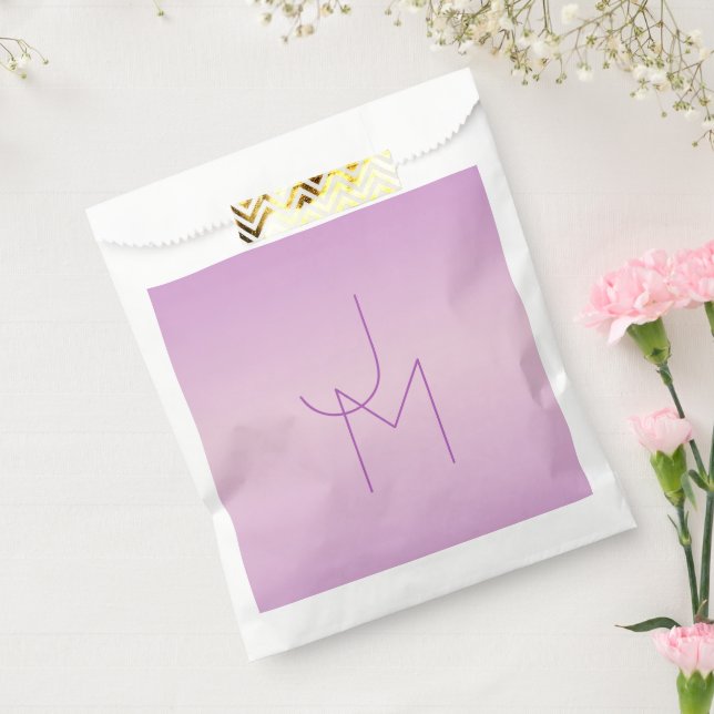 Sachets En Papier Monogramme superposé unique | Rose lilas doux (Scellé)