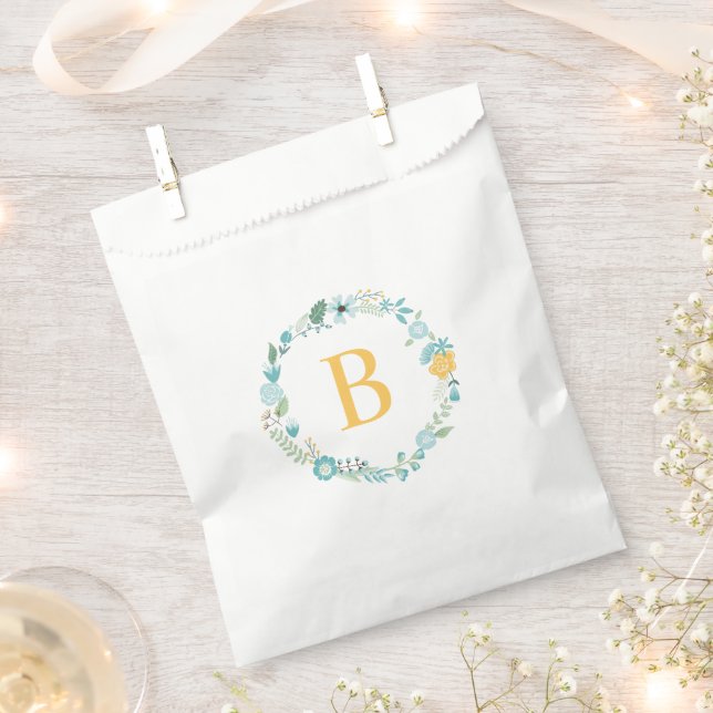 Sachets En Papier Monogramme sur mesure de la couronne d'eau et de f (Coupé)