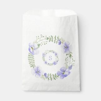 Sachets En Papier Monogramme violet Aquarelle Florale Mariage élégan