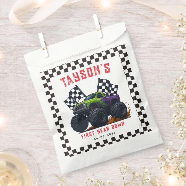 Sachets En Papier Monster Trucks 1st Birthday Party  (Coupé)