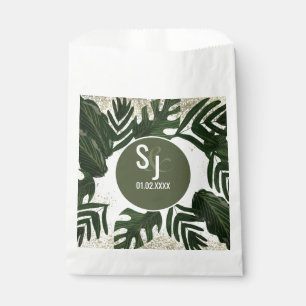 Sachets En Papier Monstera Tropical Faux éclaboussure d'or