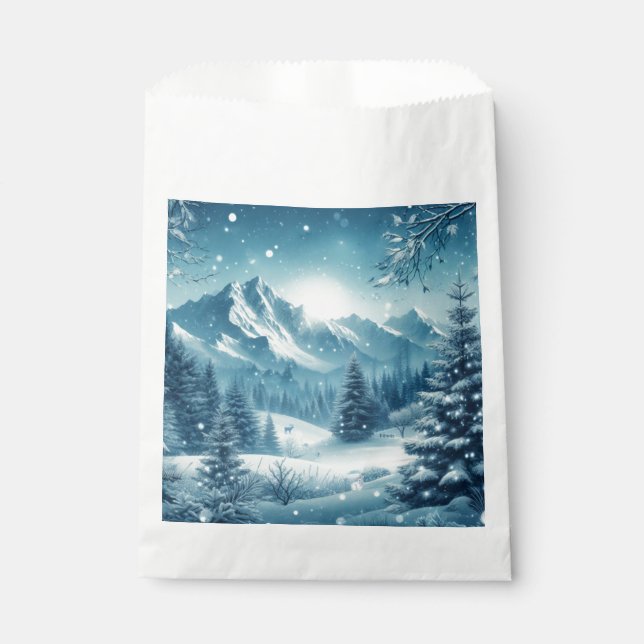 Sachets En Papier Montagne d'hiver de neige (Devant)