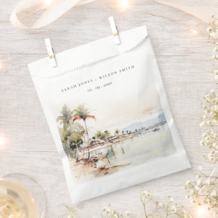 Sachets En Papier Montego Bay Jamaïque Mariage de paysage aquarelle