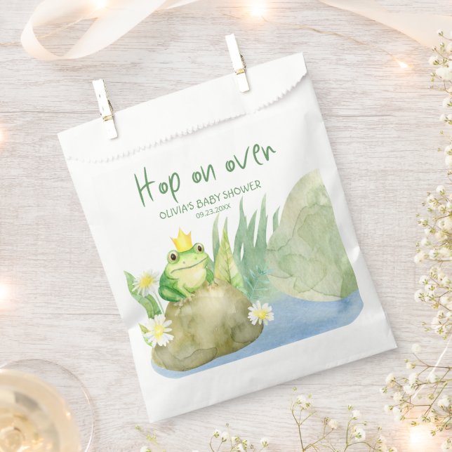Sachets En Papier Monter sur l'aquarelle Princess Frog Baby shower (Coupé)