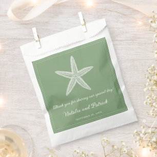 Sachets En Papier Moss Green Starfish Wedding Favor Bags