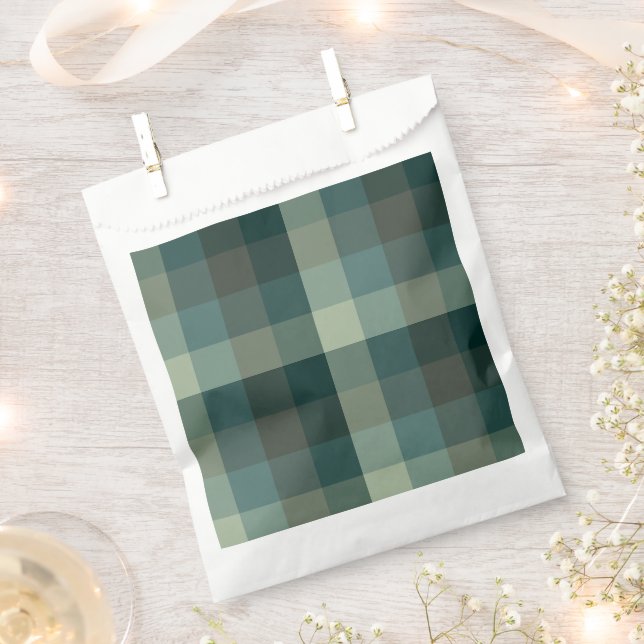 Sachets En Papier Motif carreaux gingham vert  (Coupé)