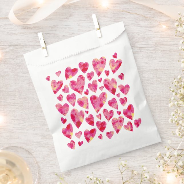 Sachets En Papier Motif de cœur d'amour rose chaud (Coupé)