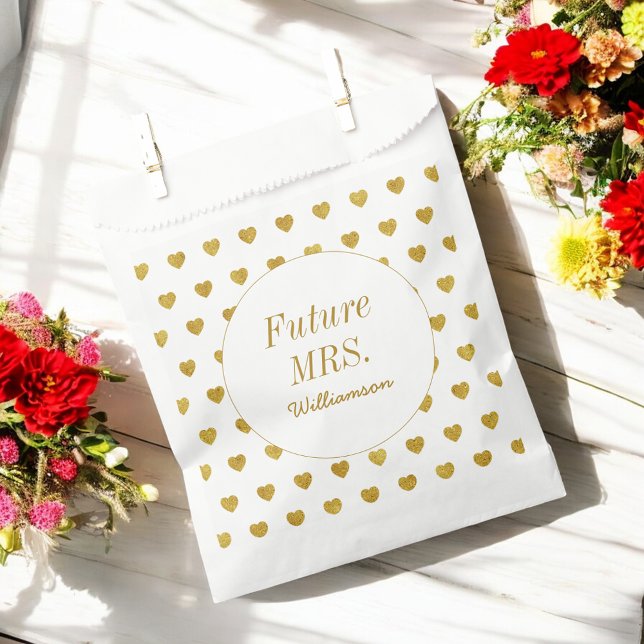 Sachets En Papier Motif de cœurs de douche nuptiale blanc jaune  (Créateur téléchargé)