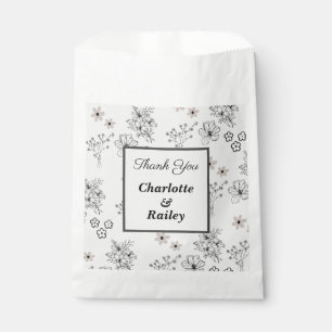 Sachets En Papier Motif de fleurs hippie gris noir rétro Y2K