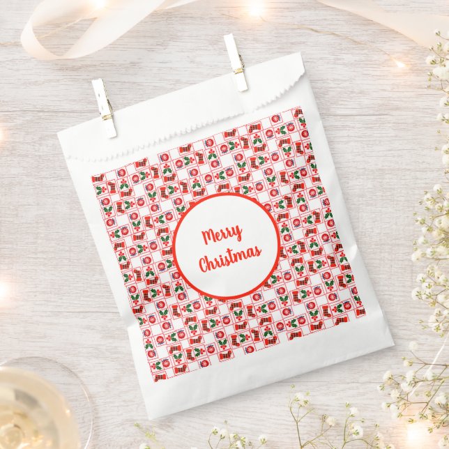 Sachets En Papier Motif de Noël festif (Coupé)