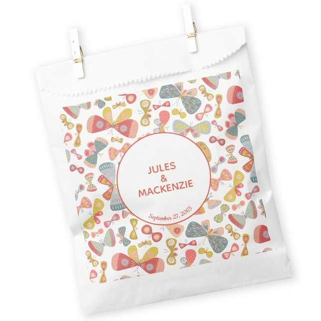 Sachets En Papier Motif Pastel Graphic moderne (Wedding butterfly pattern favor bag)