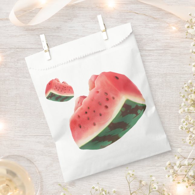 Sachets En Papier Motif Pastèque Juteuse : Dessin de Fruits d'Été (Coupé)