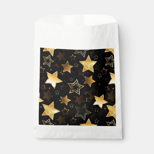 Sachets En Papier Motif sans couture avec étoiles d'or (Devant)